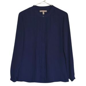 Banana Republic Sheer Hidden Button Front Top XS Office Career Business Pintuck